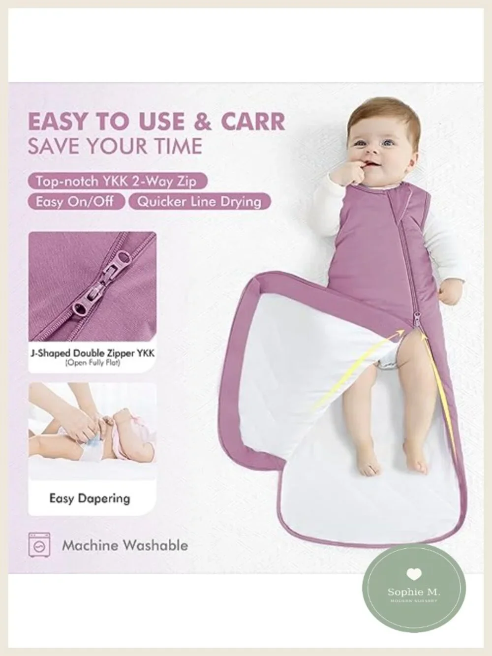 Baby Sleep Sack 1.0 TOG, Rayon from Bamboo, 2-Way Zipper, Wearable Blanket